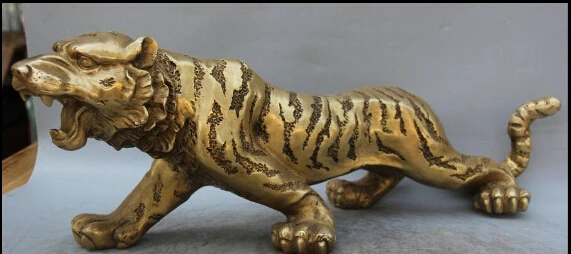 ymying 1025+++++++22&quot Chinese Folk Feng Shui Brass ferocious Zodiac Year Tiger Statue Sculpture | Дом и сад