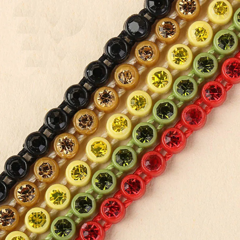 

Taidian ss8 Rhinestone Trim Banding Plastic Rhinestone Banding For Powwow Beading 50yards/roll