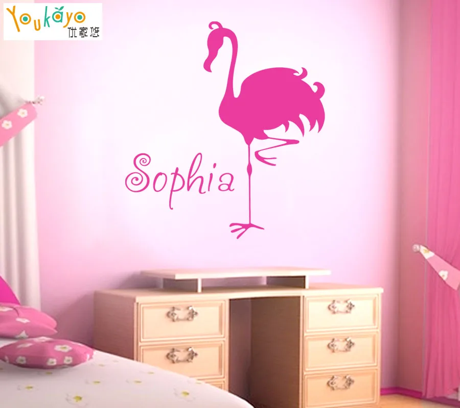 Персональное имя наклейка на стену Фламинго обои детская комната спальня
