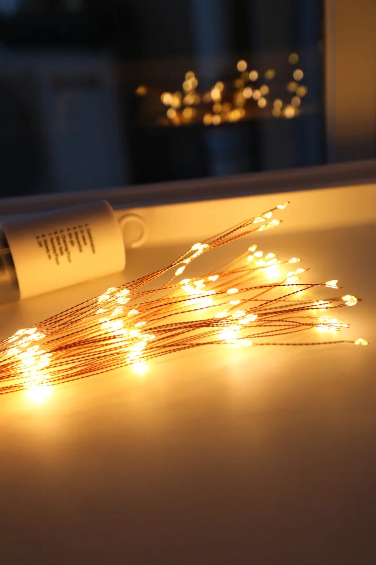 Christmas light outdoor indoor decoration Hanging firework lights LED Copper silver string Fairy Light new year home decorations
