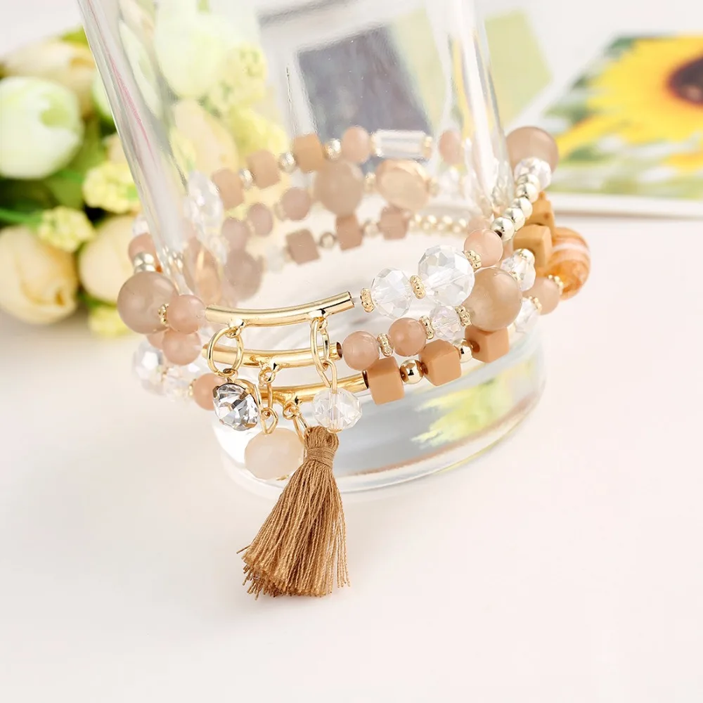 Модный синий бисерный модный браслет из цепочки летние ювелирные изделия