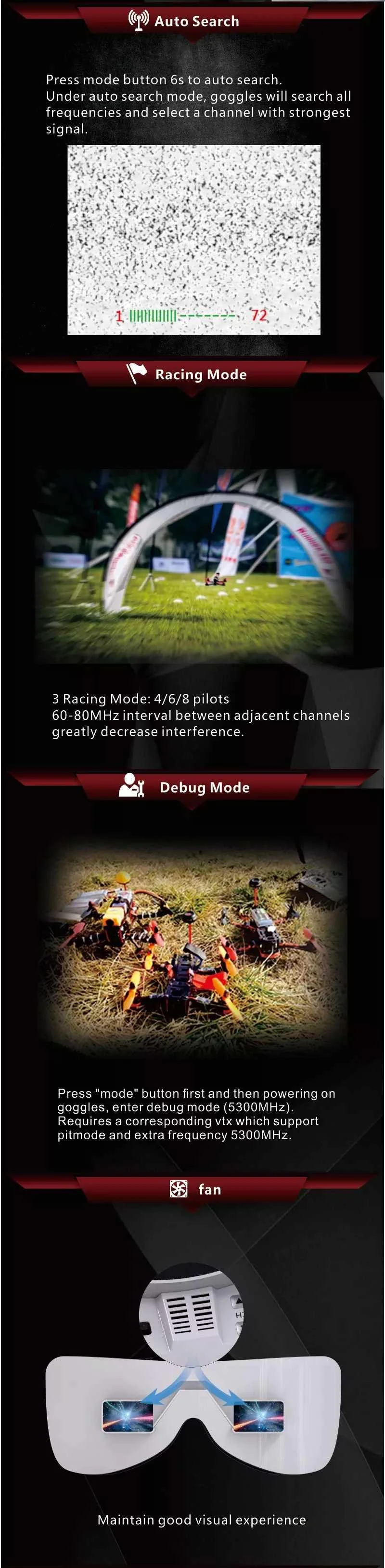 Eachine EV100 720*540 5,8G 72CH FPV очки белый с мини DVR 7,4 V 1000mAh батарея RC Дрон пульт дистанционного управления игрушки запчасти
