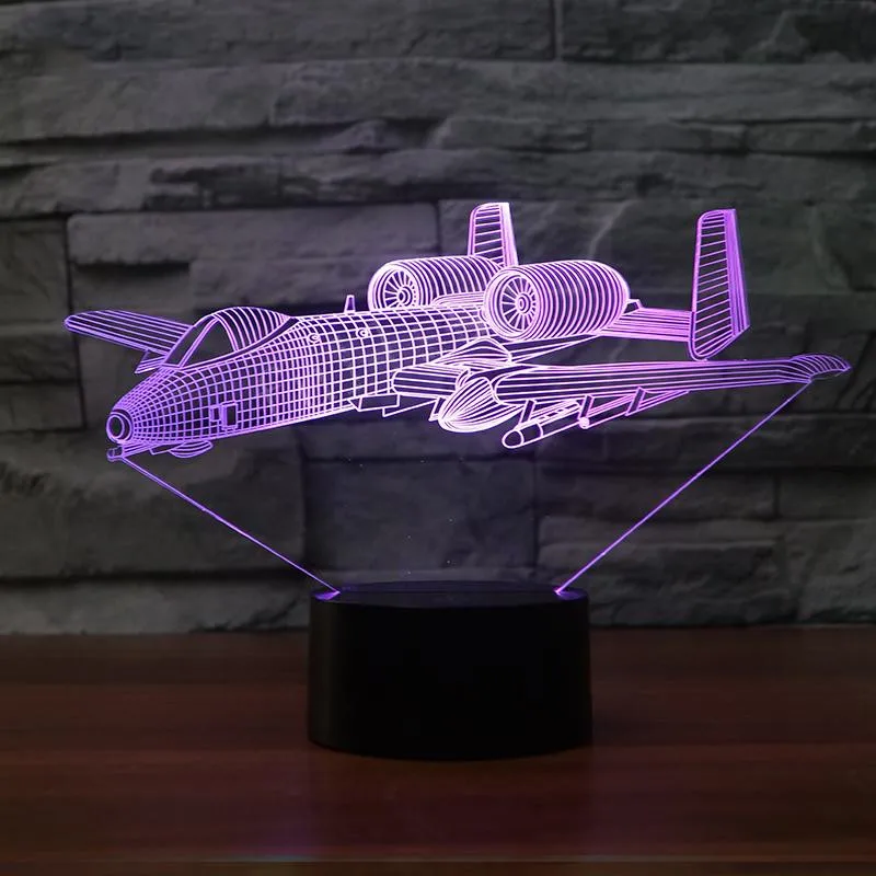 Военный самолет боец светодиодный 3D ночник цветная настольная лампа много