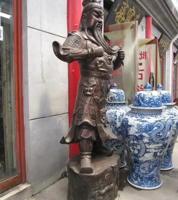 79 &quotбольшой китайский медный Бронзовый Дракон Гуань Гонг Юй Воин статуя Будды |