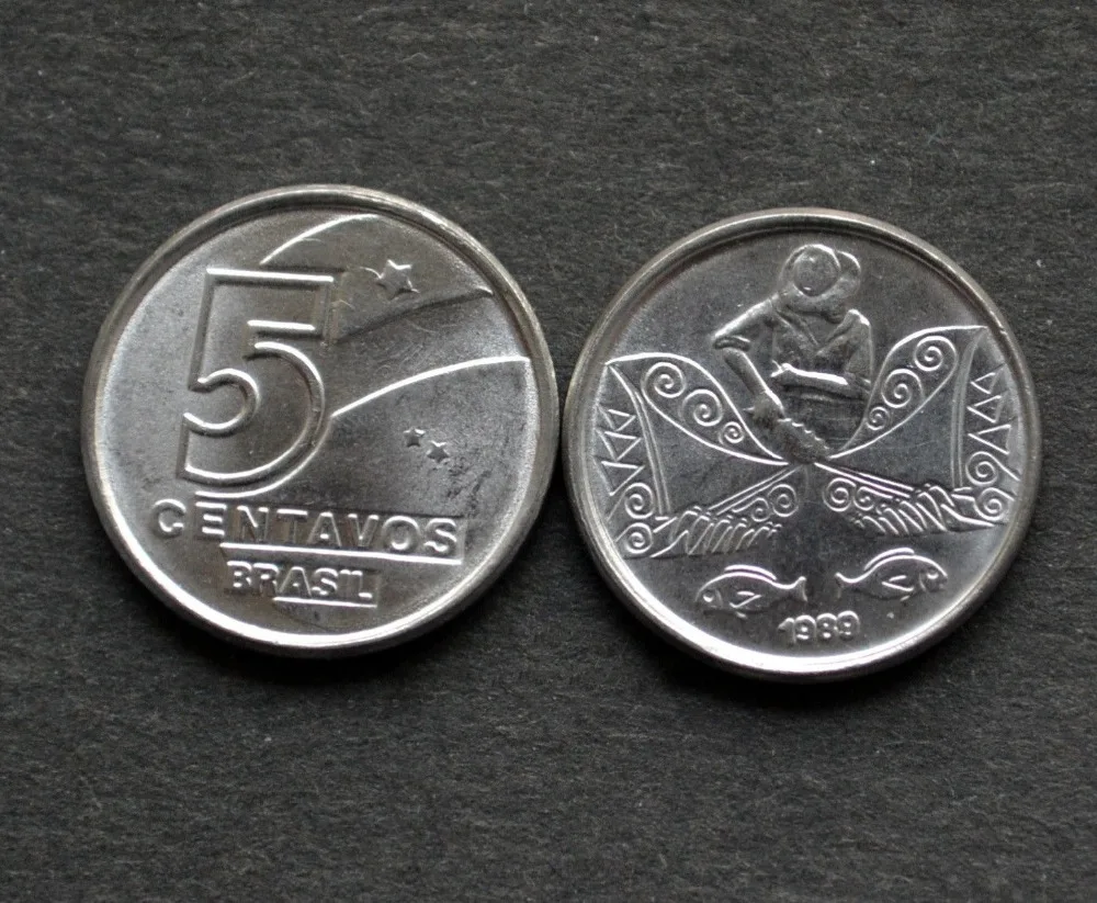 Бразилия 5 монетка сентаво 100% реального и Северной Южной Америке монеты для