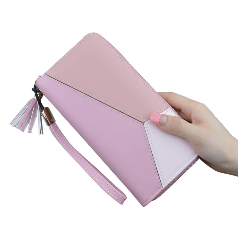 Pink1 WENYUJH, новинка, Женский Длинный кошелек из искусственной кожи, женские кошельки на молнии, клатч, кошелек для монет, женские кошельки, сумочка для денег, porte feuille femme - Цвет: Pink1