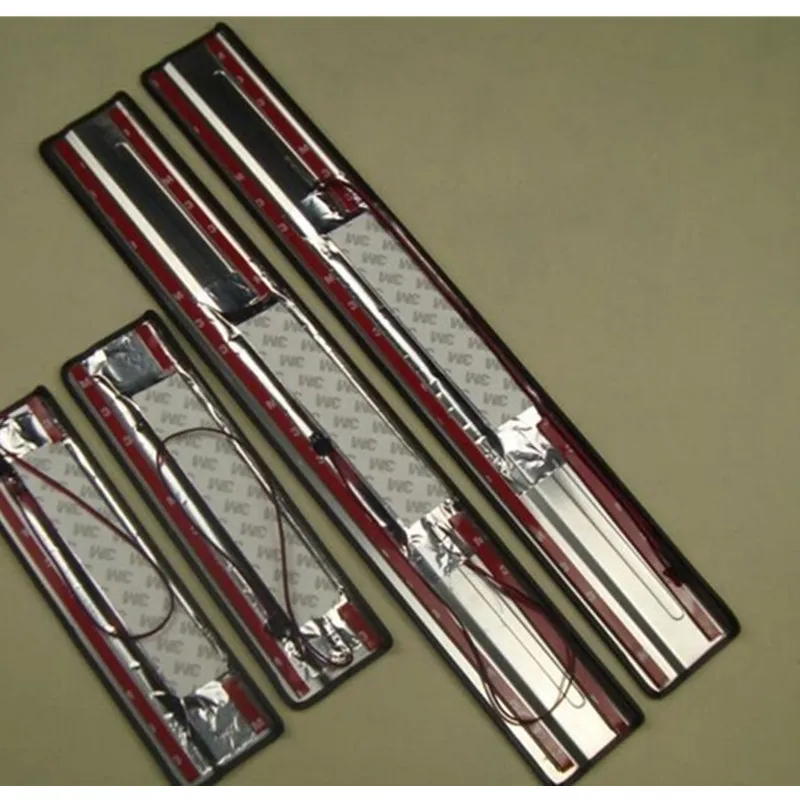 free shipping for Volkswagen LED door sill stainless steel scuff plate threshold sticker accessories 4 pcs