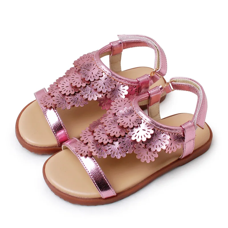 Сандалии для девочек модные босоножки принцессы с блестками золотистые