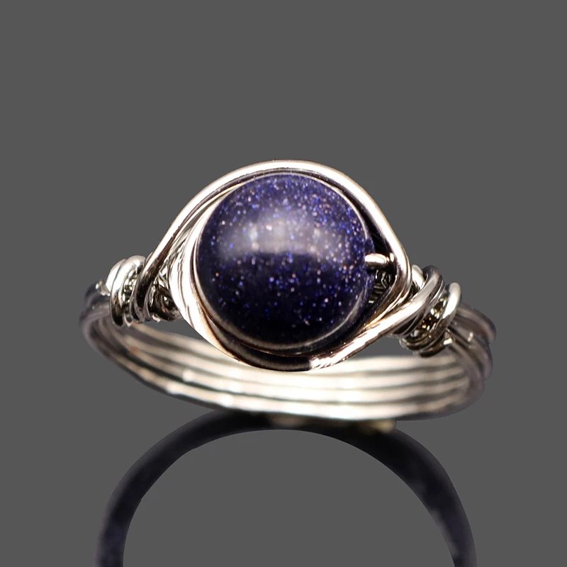 Женское кольцо из натурального камня Boho серебряное с фиолетовым камнем и опалом