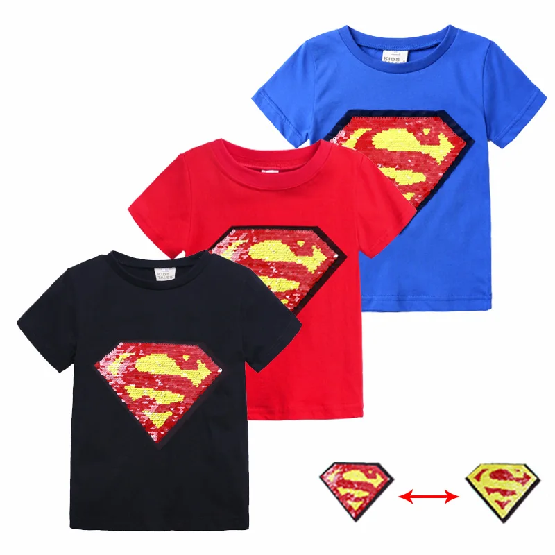 Волшебные двусторонние футболки с блестками для маленьких девочек и мальчиков