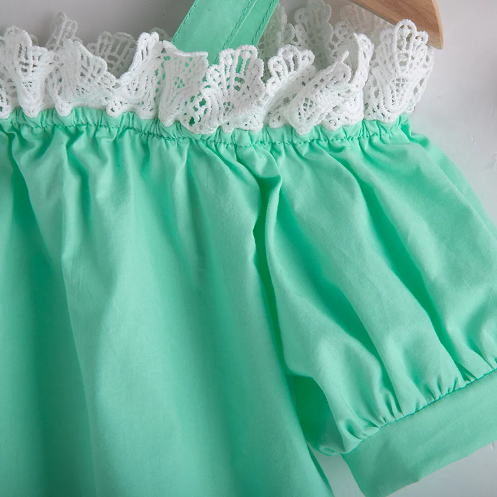 Toddler Newborn Baby Clothes Girl Lace Off Shoulder Tops Denim Jeans Shorts Outfits Casual Set roupa infantil | Мать и ребенок
