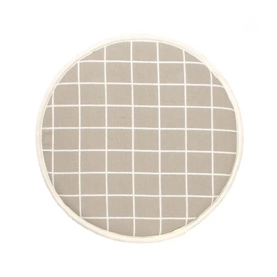 plaid grey Новинка 12,9 дюймов круглая подушка для сиденья противоскользящая хлопчатобумажная льняная холщовая Подушка для стула 2 см Губка Толщина стула коврики для детей - Цвет: plaid grey