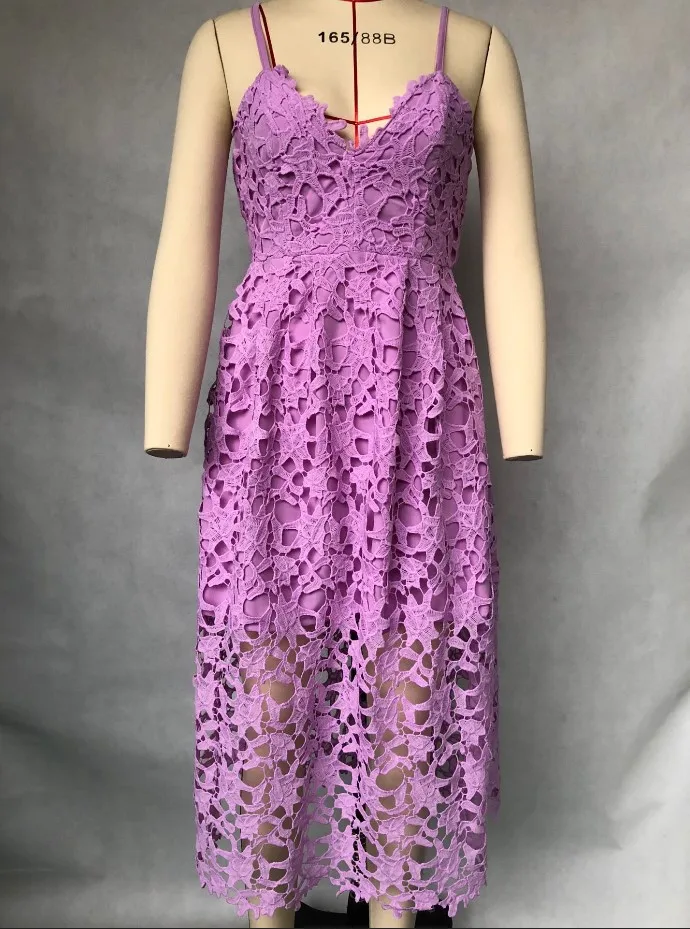 New summer For women lace dress in a flower to the middle of caviar sleeveless blue Boho beach | Женская одежда