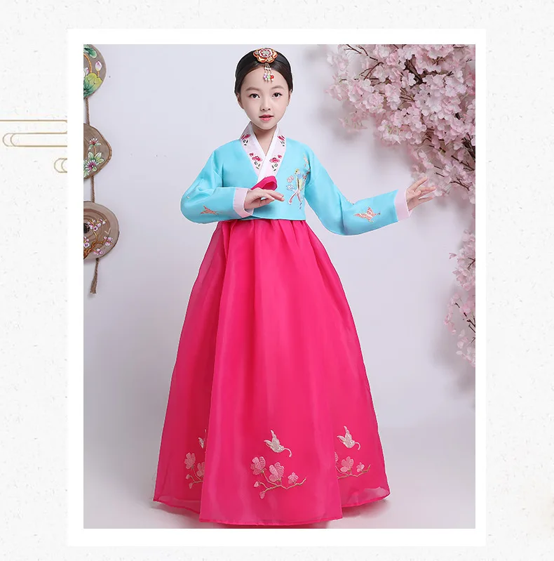 Детская одежда с вышивкой Korea Hanbok традиционное платье; подходит для свадьбы в Корейском стиле «ханбок» для Для женщин Винтаж Южно-корейский танец меньшинств Костюмы