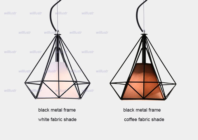 Современная Подвесная лампа из кованого железа в форме алмаза металлический