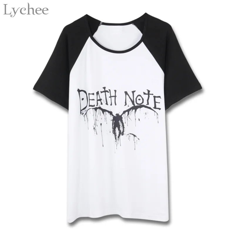 Летняя женская футболка Lychee с японским аниме принтом Death Note Повседневная