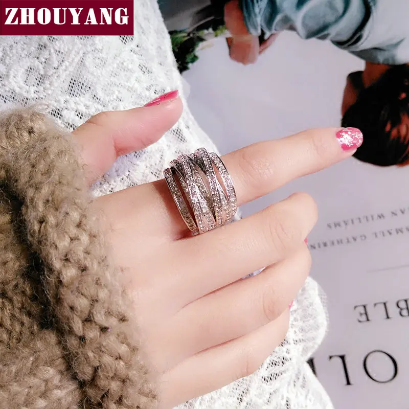 Кольца ZHOUYANG для женщин кольцо с крестом роскошное обручальное вырезами и