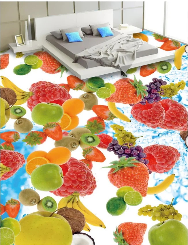 3d ПВХ напольное покрытие на заказ фото водонепроницаемая наклейка пол Hd фрукт