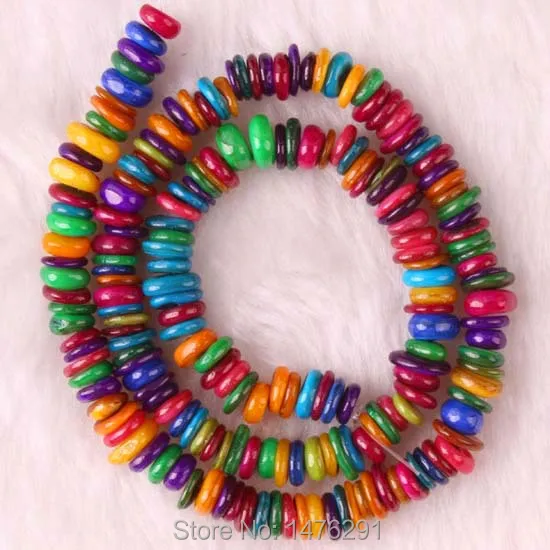 Разноцветные чипы ракушек вафельные шарики 16 дюймов Браслеты и ожерелья DIY |