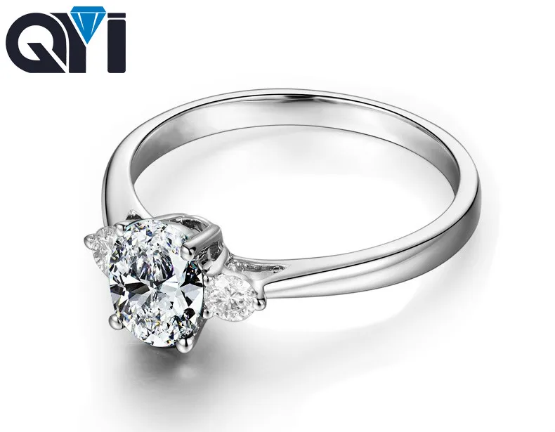 

QYI Marquise Cut Simulated Diamond engagement Rings For Women 925 Sterling Silver Multi Row CZ Halo Rings