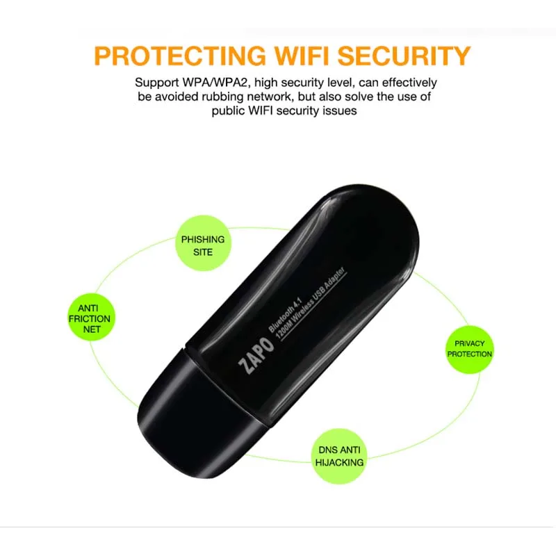 ZAPO 5 ГГц wifi Добавить Bluetooth 4,1 Беспроводной AC USB 3,0 Lan 1200 Мбит/с Lan адаптер встроенные антенны сетевая карта для настольного ноутбука