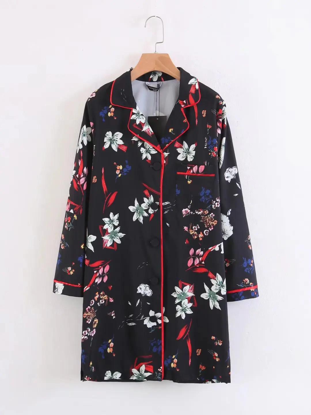 Для женщин новый цветок печати платье осенние и зимние Дамы с длинным рукавом