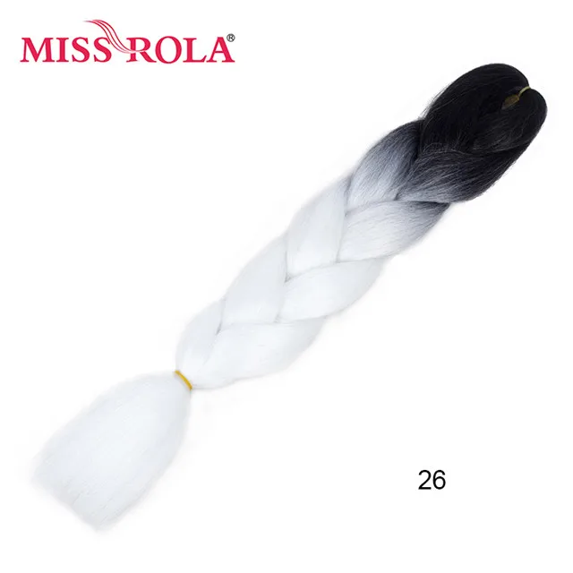 #33 Miss Rola, Омбре, синтетические волосы, Джамбо, плетение, 24 дюйма, высокотемпературное волокно, вязанное крючком, огромные косички, 100 г, Радужный Омбре, цвет - Цвет: #33