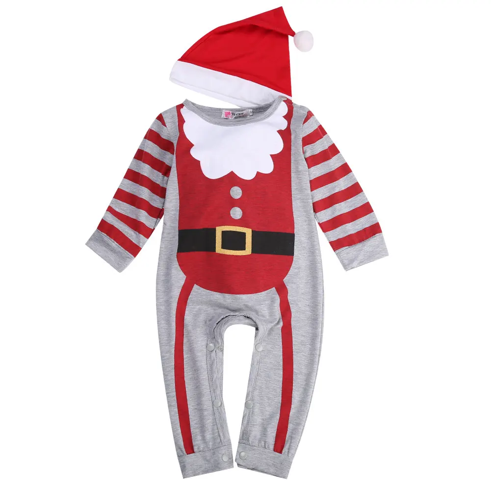 2 Pcs Newborn Baby boys Girls Xmas Santa Claus Rompers Infant Babies Kid Cute Christmas Romper+hat/headband Outfits Kids Clothes | Детская