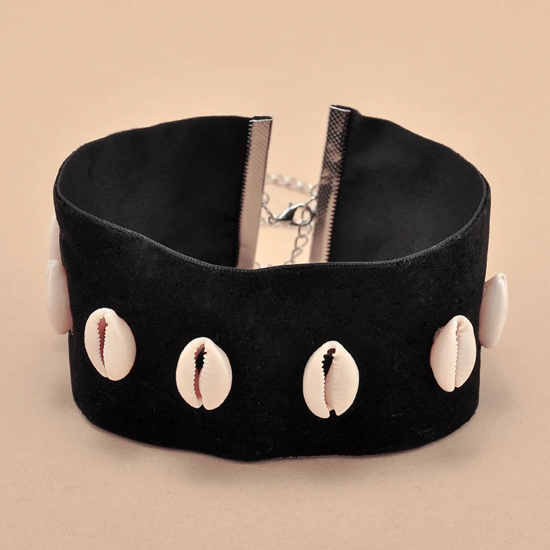 

Gothic Black Velvet Choker Necklace Boho European Shell Collar Necklaces Collier Femme Bijoux For Women Party