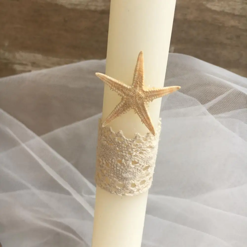 Набор свечей цвета слоновой кости Unity с кружевом и жемчугом для шампанского