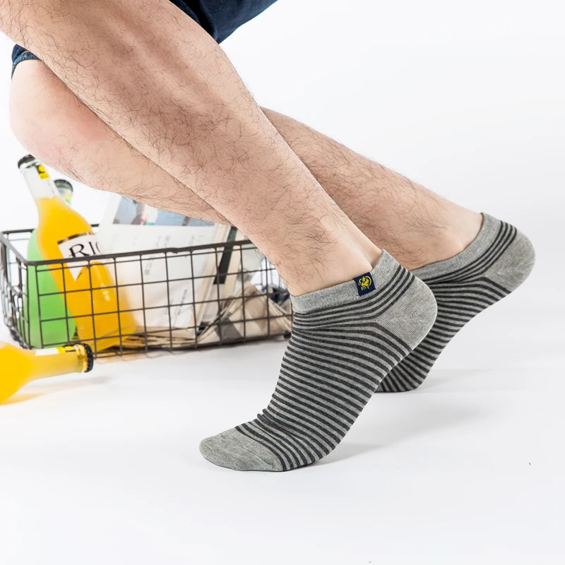 Fashion casual Calcetines Hombre summer men's socks striped anti-odor breathable men's socks gift box 5 double pack