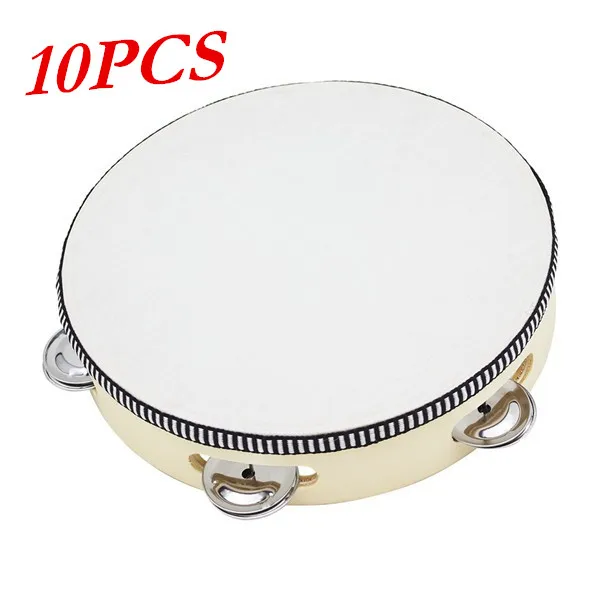 

Wholesale 10pcs 8'' Hand Held Musical Tambourine Drum Bell Percussion Drum bell For KTV Party Kids