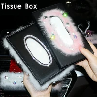 women car tissue box rhinestone diamond auto tissue holder block type pearl tissue box car styling women girls