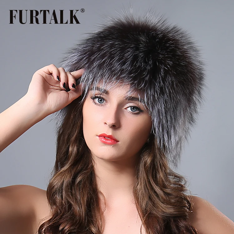 Меховая шапка FURTALK женская вязаная ручной работы из натурального меха лисы на