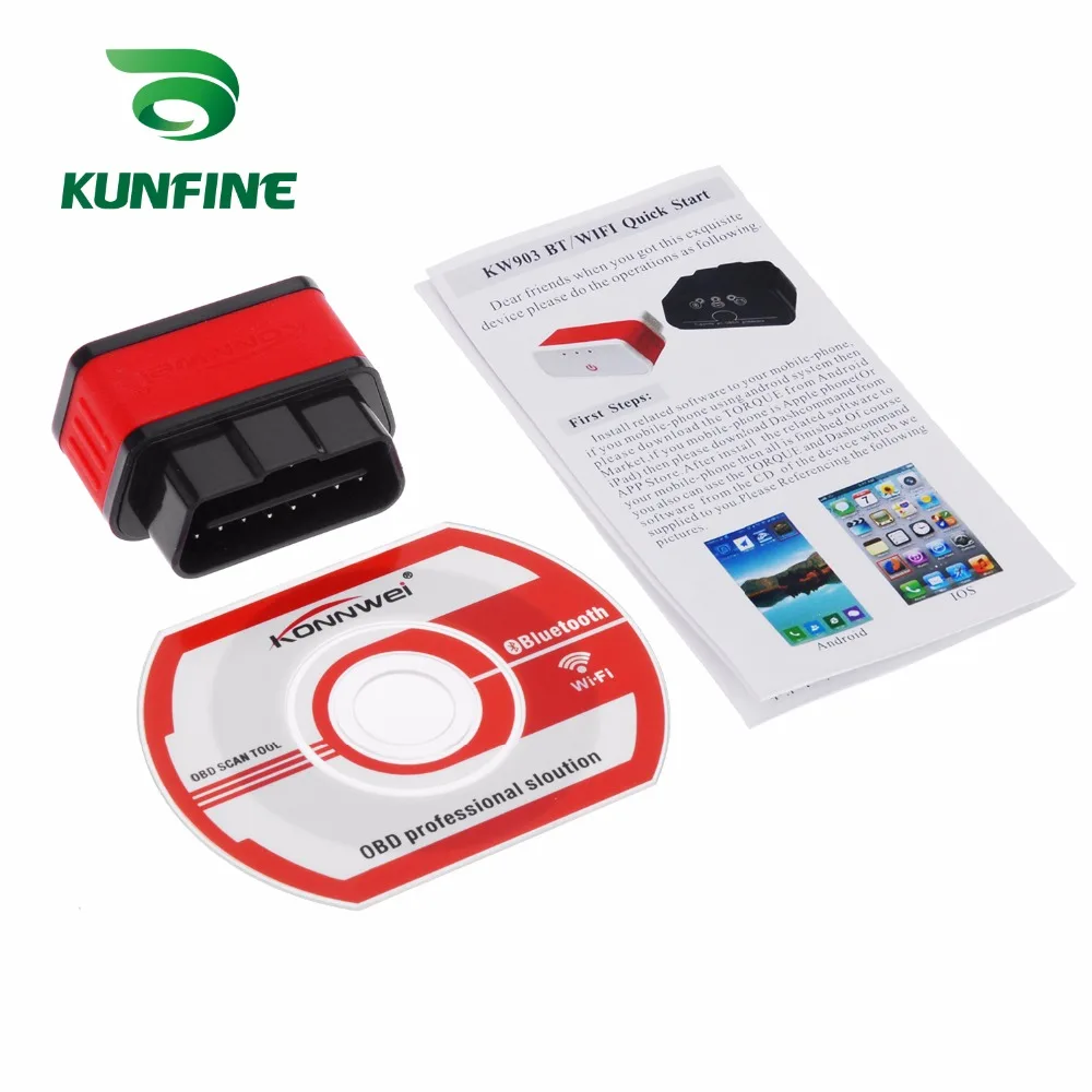KW903 Bluetooth 3,0 OBD2 сканер Code Reader стирания неисправностей ошибки OBD 2 ELM 327 ELM327 для Android Auto автомобильный инструмент