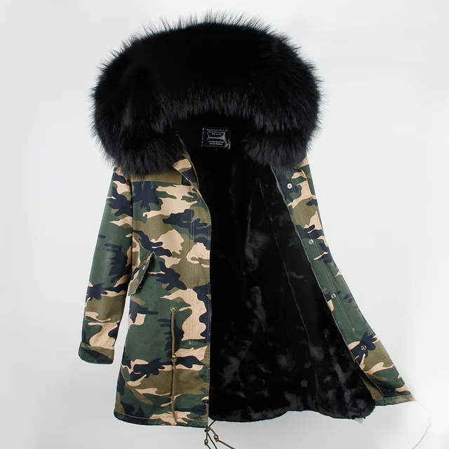 color 1 Мех любовь женщин Army Green Большой изделие из меха енота куртка с капюшоном парки верхняя одежда длинные съемной подкладкой зимняя куртка фирменный стиль - Цвет: color 1