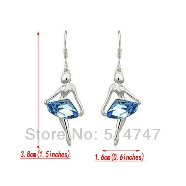 Fashion 18k White Gold Plated Ballet Girl Angel Earrings Necklace Jewelry Sets Austria Crystal Free shipping JS137 | Украшения и