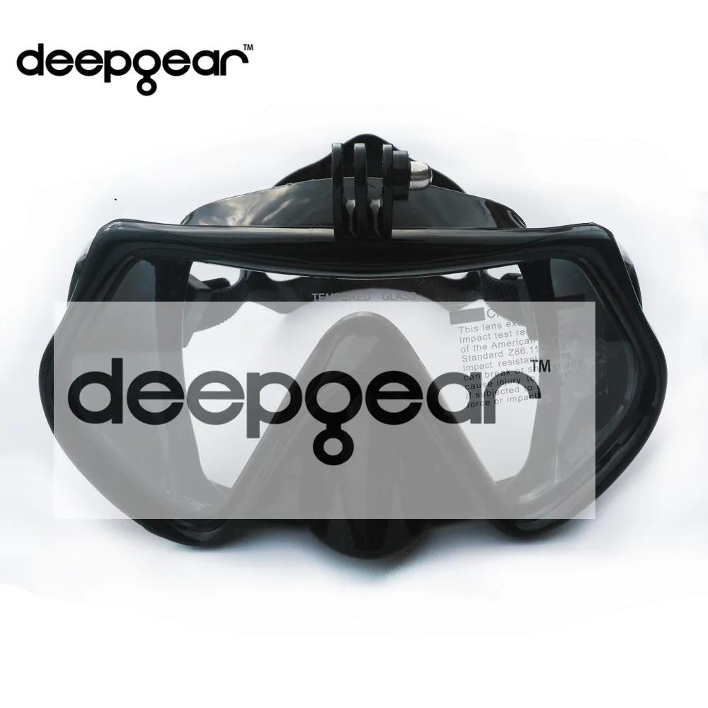Deepgear крепление для камеры Маска для подводного плавания из закаленного стекла профессиональная маска для подводного спорта Подводное снаряжение и оборудование - Цвет: Черный