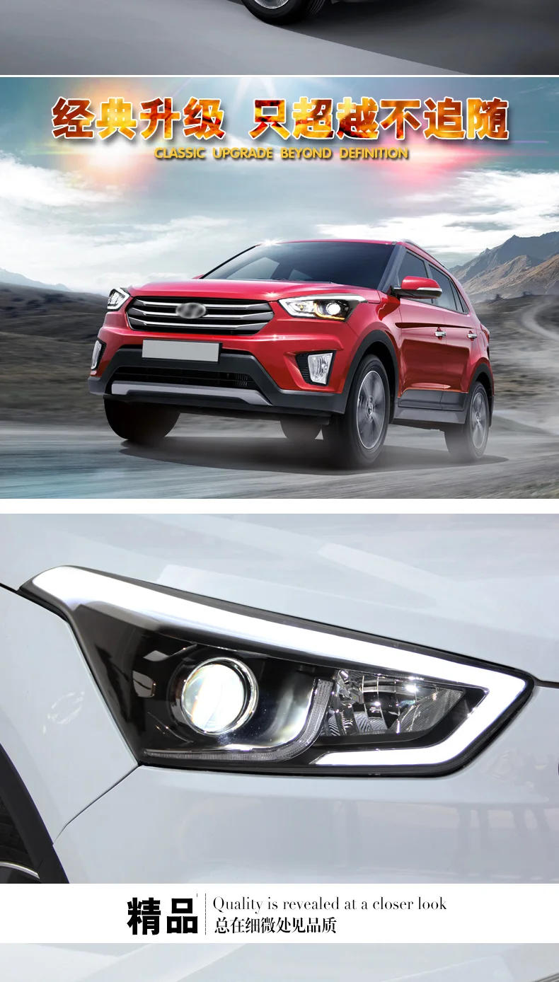 Автомобильный Стайлинг для hyundai IX25 фары- Creta светодиодный фонарь светодиодный DRL Bi Xenon Hid комплект Динамический указатель поворота аксессуары