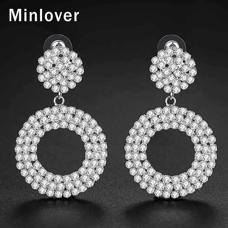 Круглые серьги с кристаллами Minlover для невесты разразы серебряные серьги-капли