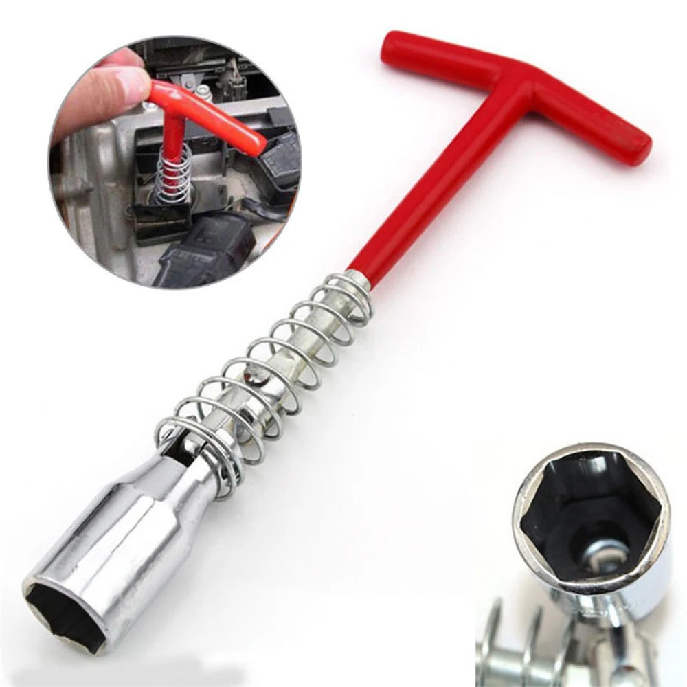 16mm Auto Car T-Handle Joint Spark Plug Socket Wrench Remover Installer Tool Red+Silver |