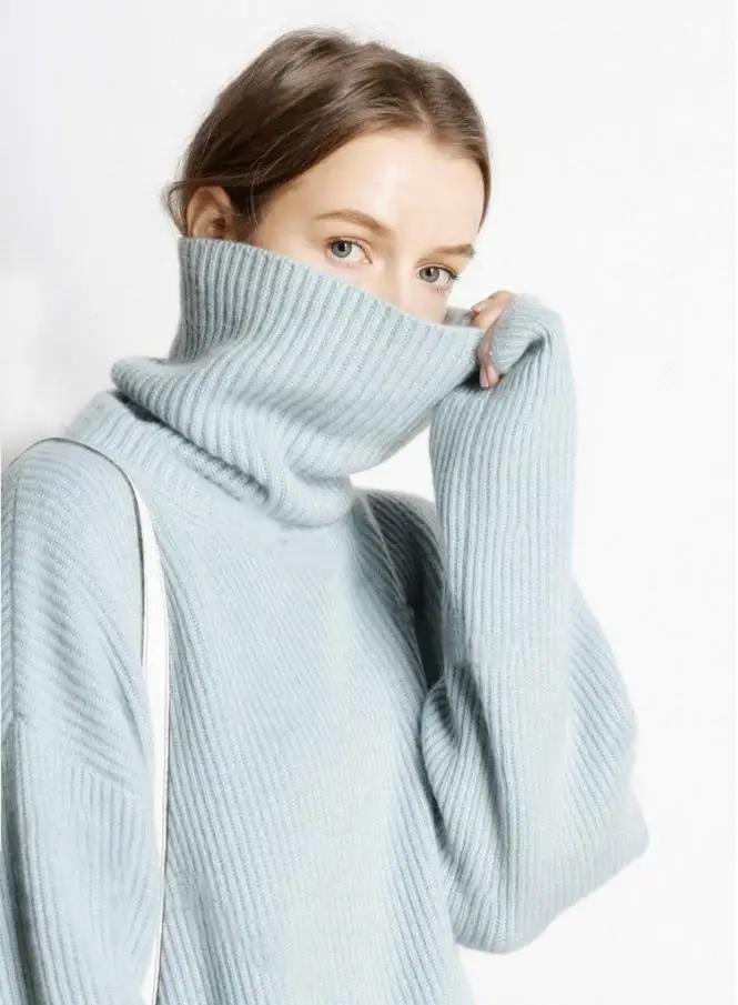 Осенний и зимний толстый пуловер с высоким воротником женский свободный