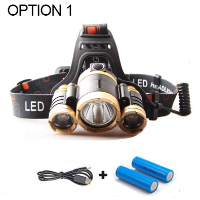 1 set headlamp Светодиодный налобный фонарь перезаряжаемый фонарь с масштабируемым датчиком 3* T6 3000лм USB 18650 фонарь Водонепроницаемый фонарь для наружной рыбалки - Испускаемый цвет: 1 set headlamp
