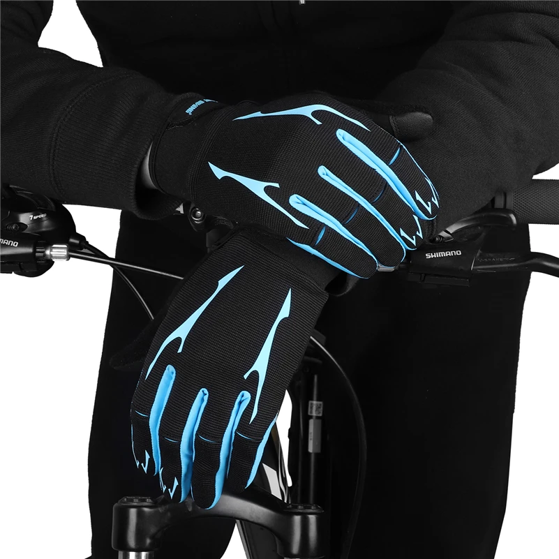 WEST BIKING велосипедные перчатки на полный палец, гелевые Светоотражающие перчатки с сенсорным экраном для горного велосипеда, воздухопроницаемые велосипедные перчатки, противоударные перчатки для активного отдыха