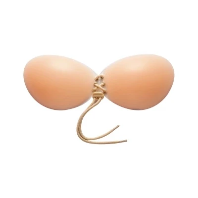 100 pcs Women's Reuseable Silicone Strapless Backless Push Up Self Adhesive with Drawstrings bra