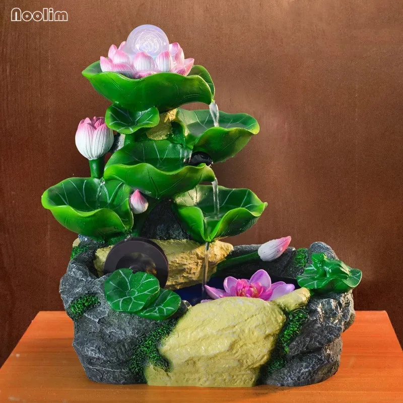 Lotus Настольный фэн-шуй скалы воды украшения для фонтана офиса гостиной Декор маленький аквариум для рыб водный пейзаж увлажнитель воздуха в стиле бонсай