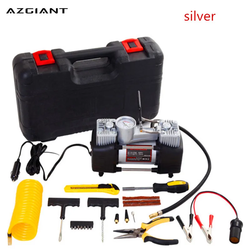 AZGIANT Портативный 12V 150PSI двухцилиндровый надувной насос с чемоданом автомобильный