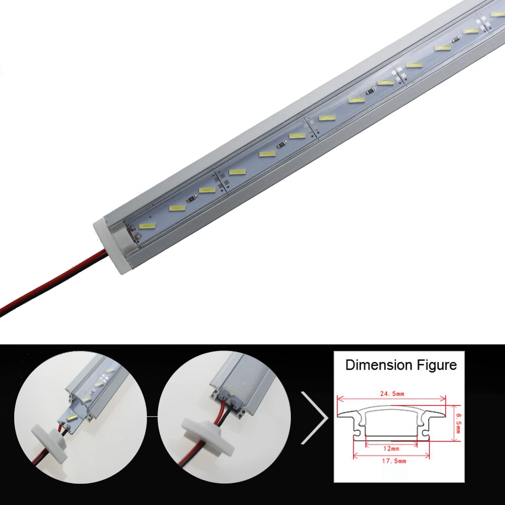 15pcs/lot LED Bar Light 50cm 72leds DC 12V led tube light luces strip smd 4014  With Aluminum Profile and pc cover