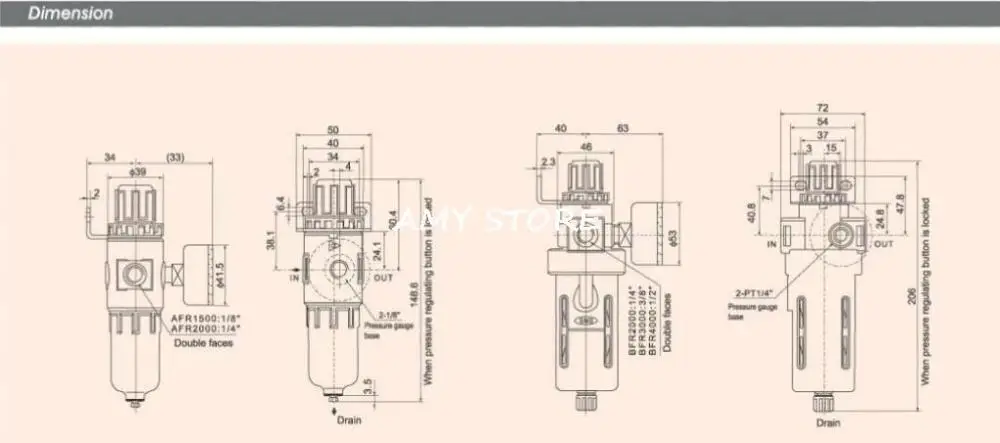 AirTAC Тип 1/" 3/8 1/4 BSPP регулятор воздушного фильтра для воздушных компрессоров 3000 л/мин BFR4000 BFR3000 BFR2000