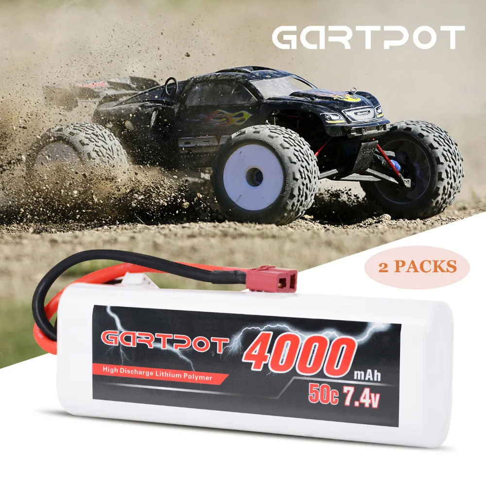 2 шт. GARTPOT 2S Lipo батарея 4000 мАч 7 4 в RC Автомобильная 50C В с разъемом Deans для Truck Traxxas |